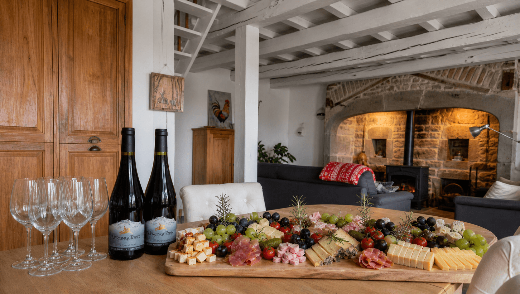 Planches apéritives au Domaine des Roses — charcuterie, fromage ou plateau mixte au gîte Anémone